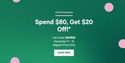 Joe Fresh Canada Pre Black Friday Sale: Save $20 w/ Orders $80 + Up to 60% off Clearance