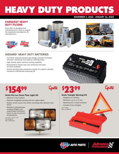 Carquest Weekly Ad Flyer Specials November 1 to January 31, 2023