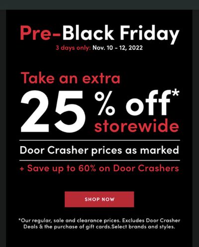 Mark’s Canada Pre Black Friday Sale: Save up To 60% + Take An Extra 25% Off Storewide Until November 12