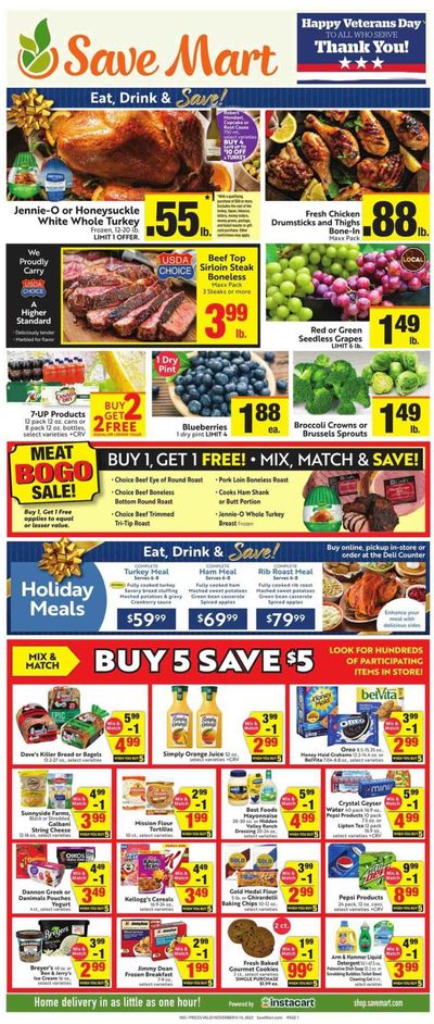 Save Mart (CA, NV) Weekly Ad Flyer Specials November 9 to November 15, 2022