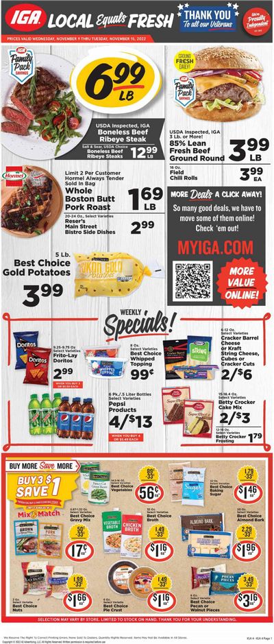 IGA (KY) Weekly Ad Flyer Specials November 9 to November 15, 2022