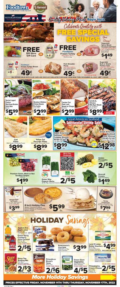 Foodtown (NJ, NY, PA) Weekly Ad Flyer Specials November 11 to November 17, 2022