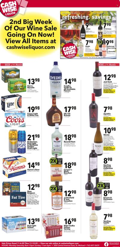 Cash Wise Liquor Only (MN) Weekly Ad Flyer Specials November 6 to November 12, 2022