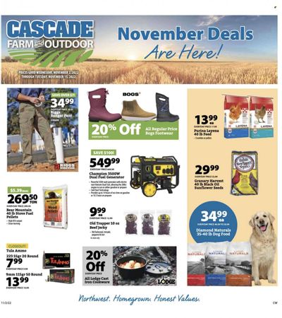 Cascade Farm And Outdoor (OR, WA) Weekly Ad Flyer Specials November 2 to November 15, 2022