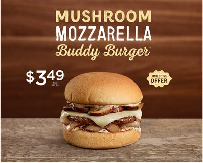 A&W Canada Coupon: Mushroom Mozzarella Buddy Burgers for $3.49