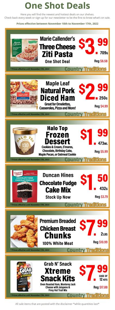 Country Traditions One-Shot Deals Flyer November 10 to 17