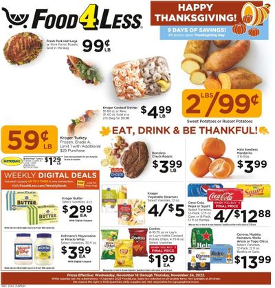 Food 4 Less (IL) Weekly Ad Flyer Specials November 16 to November 24, 2022