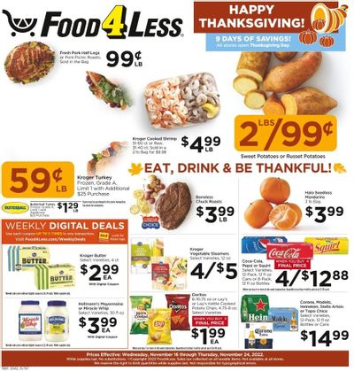 Food 4 Less (IN) Weekly Ad Flyer Specials November 16 to November 24, 2022