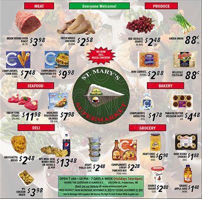 St. Mary's Supermarket Flyer November 16 to 22