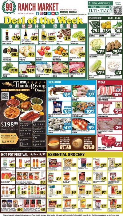 99 Ranch Market (15) Weekly Ad Flyer Specials November 11 to November 17, 2022