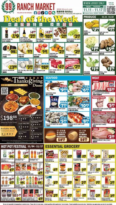 99 Ranch Market (NJ) Weekly Ad Flyer Specials November 11 to November 17, 2022