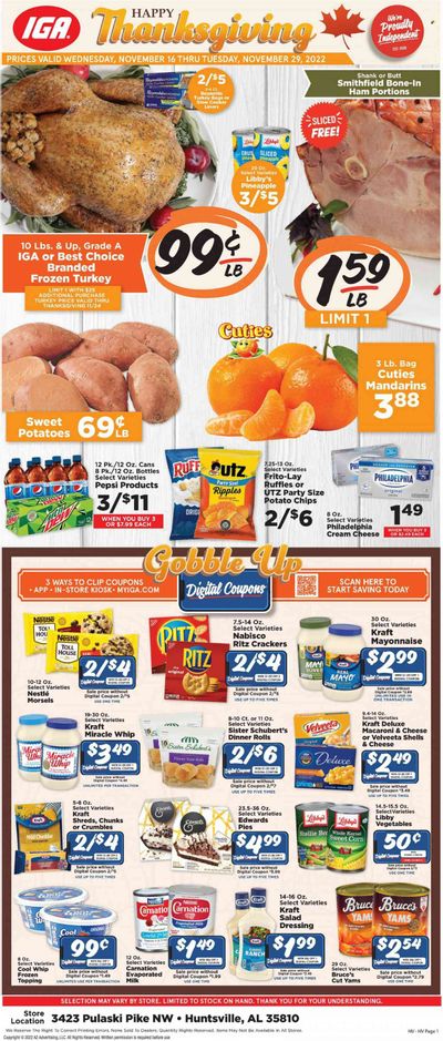 IGA (AL) Weekly Ad Flyer Specials November 16 to November 29, 2022