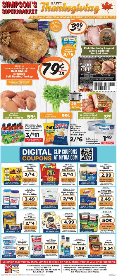 IGA (IN) Weekly Ad Flyer Specials November 16 to November 29, 2022