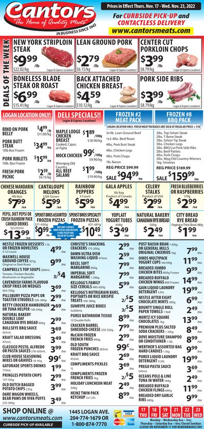 Cantor's Meats Flyer November 17 to 23