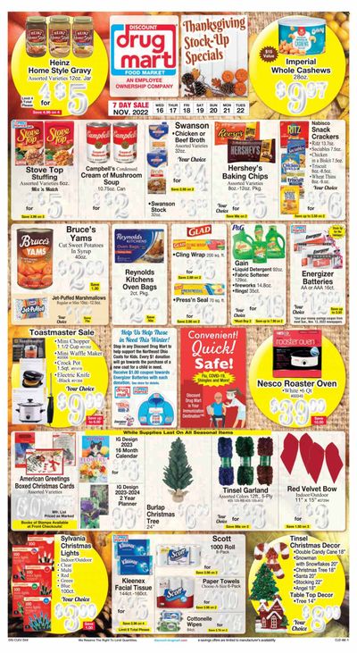 Discount Drug Mart (OH) Weekly Ad Flyer Specials November 16 to November 22, 2022