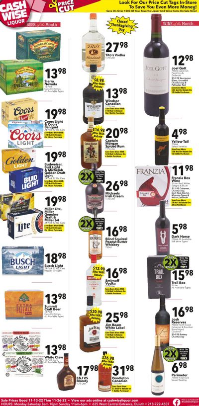 Cash Wise Liquor Only (MN) Weekly Ad Flyer Specials November 13 to November 26, 2022