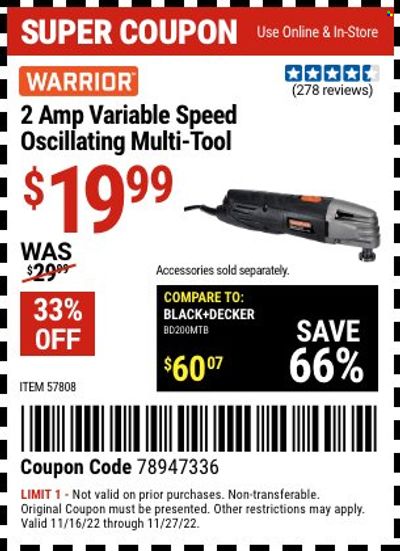 Harbor Freight Weekly Ad Flyer Specials November 16 to November 27, 2022