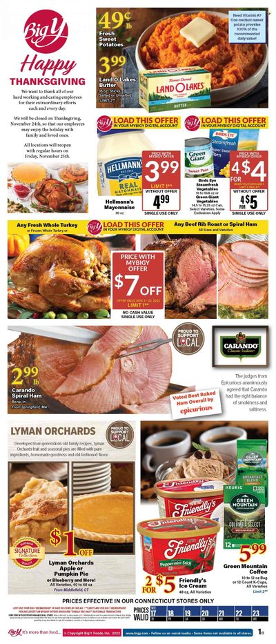 Big Y (CT) Weekly Ad Flyer Specials November 17 to November 23, 2022