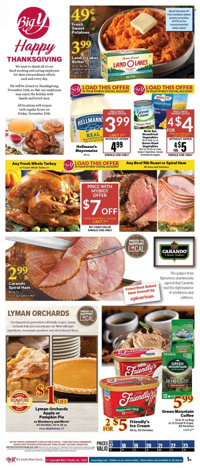 Big Y (CT, MA) Weekly Ad Flyer Specials November 17 to November 23, 2022