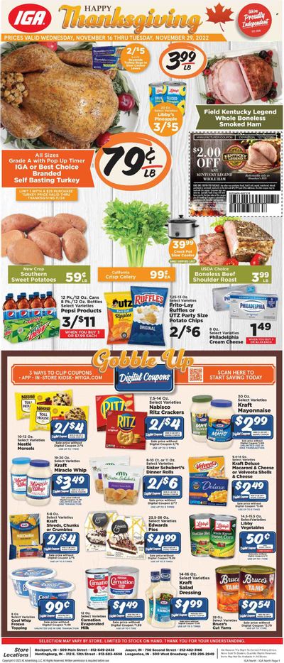 IGA (IN) Weekly Ad Flyer Specials November 16 to November 29, 2022