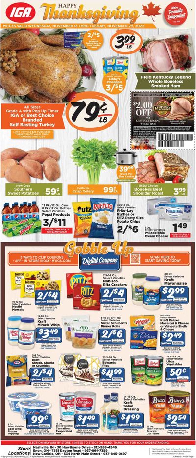 IGA (IN) Weekly Ad Flyer Specials November 16 to November 29, 2022
