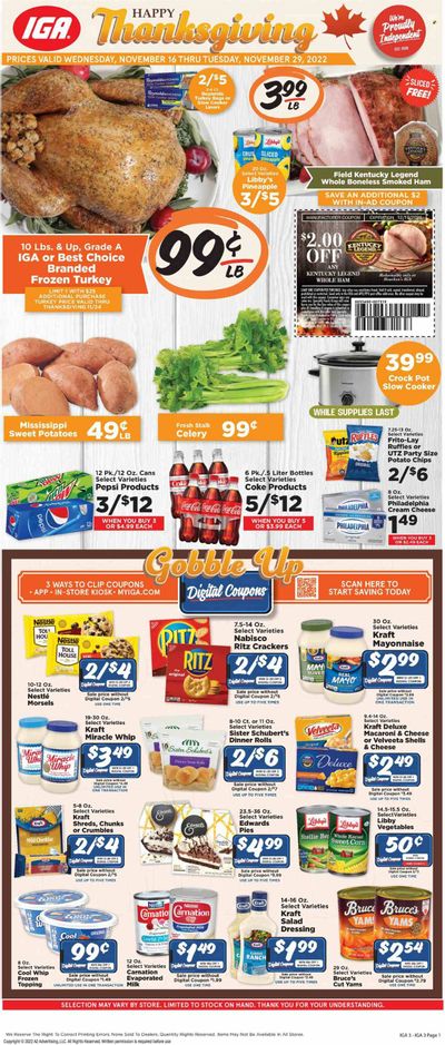 IGA (KY) Weekly Ad Flyer Specials November 16 to November 29, 2022