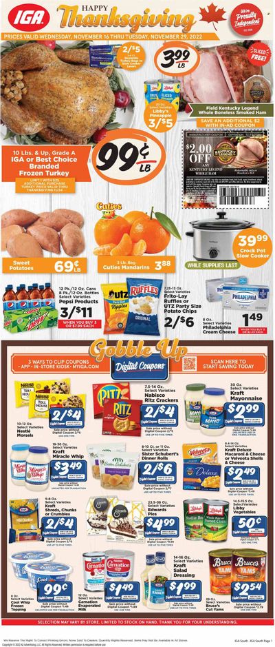 IGA (KY) Weekly Ad Flyer Specials November 16 to November 29, 2022