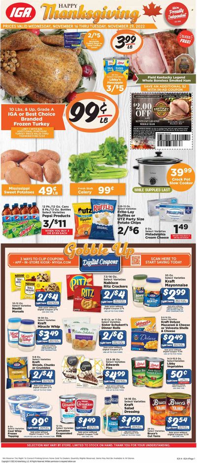 IGA (KY) Weekly Ad Flyer Specials November 16 to November 29, 2022