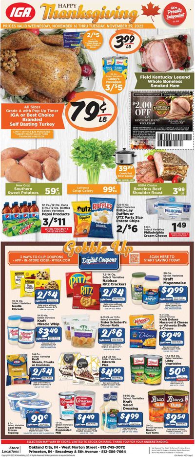 IGA (IN) Weekly Ad Flyer Specials November 16 to November 29, 2022
