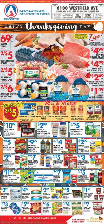 Associated Supermarkets (NY) Weekly Ad Flyer Specials November 18 to November 24, 2022