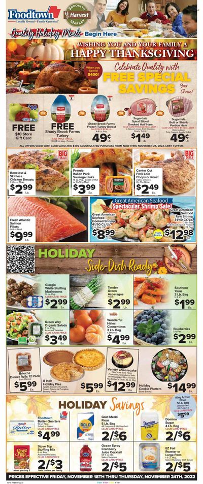 Foodtown (NJ, NY, PA) Weekly Ad Flyer Specials November 18 to November 24, 2022