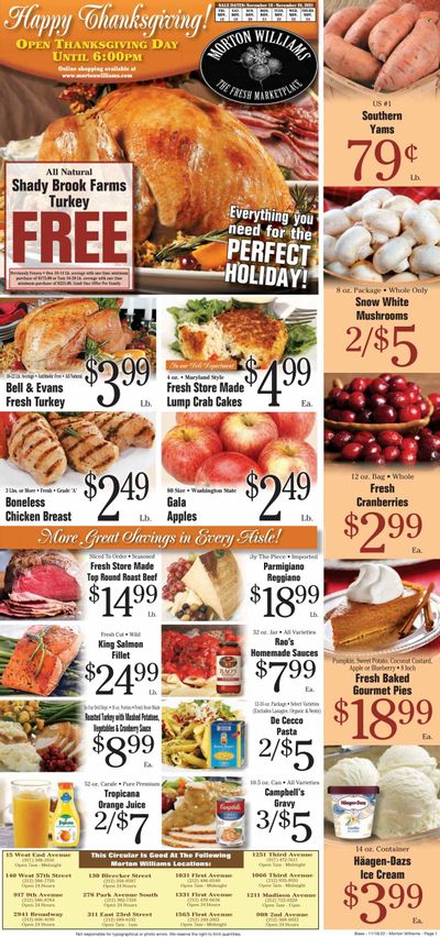 Morton Williams (NY) Weekly Ad Flyer Specials November 18 to November 24, 2022