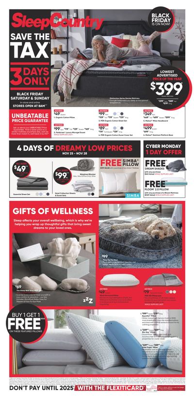 Sleep Country Black Friday Sale Flyer November 21 to 29