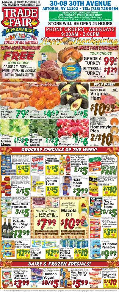 Trade Fair Supermarket (NY) Weekly Ad Flyer Specials November 18 to November 24, 2022