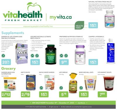 Vita Health Fresh Market Flyer November 18 to December 4