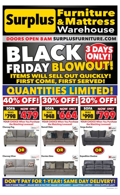 Surplus Furniture & Mattress Warehouse Black Friday (Sudbury) Flyer November 21 to 27