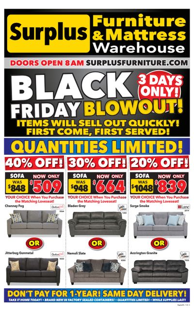 Surplus Furniture & Mattress Warehouse Black Friday (Saskatoon) Flyer November 21 to 27