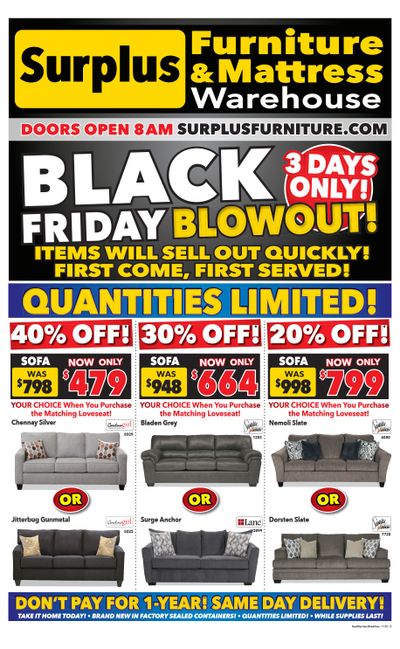 Surplus Furniture & Mattress Warehouse Black Friday (Saint John) Flyer November 21 to 27