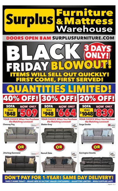 Surplus Furniture & Mattress Warehouse Black Friday (Prince Albert) Flyer November 21 to 27