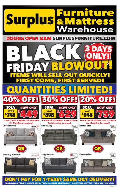 Surplus Furniture & Mattress Warehouse Black Friday (Ottawa) Flyer November 21 to 27