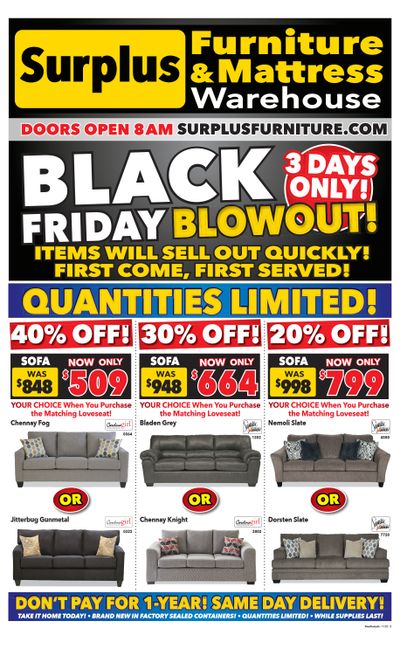 Surplus Furniture & Mattress Warehouse Black Friday (Lethbridge) Flyer November 21 to 27