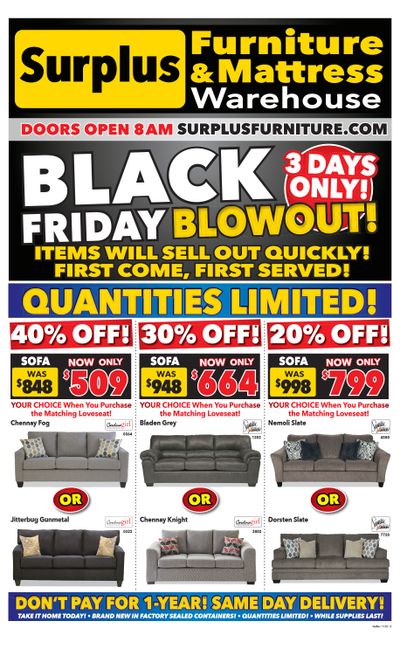 Surplus Furniture & Mattress Warehouse Black Friday (Edmonton) Flyer November 21 to 27