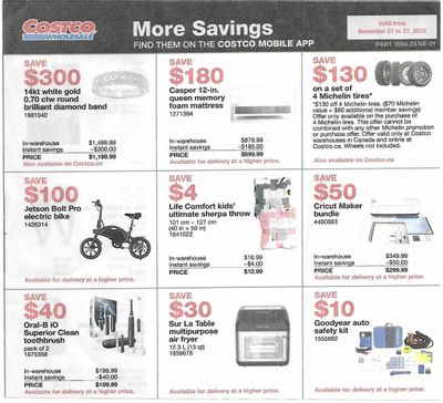 Costco Canada Black Friday Member Savings  Flyer: Nov 21 to 27, 2022