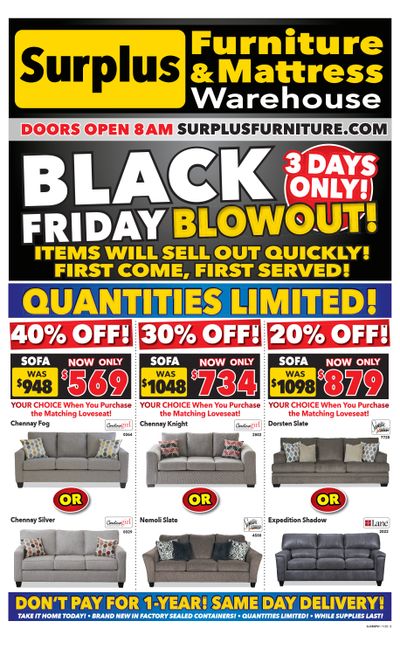 Surplus Furniture & Mattress Warehouse Black Friday (Corner Brook) Flyer November 21 to 27