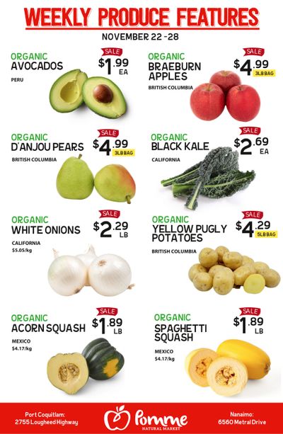 Pomme Natural Market Weekly Produce Flyer November 22 to 28