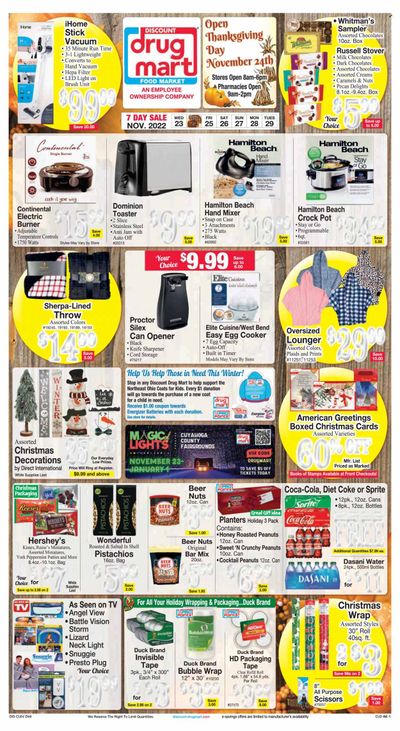 Discount Drug Mart (OH) Weekly Ad Flyer Specials November 23 to November 29, 2022