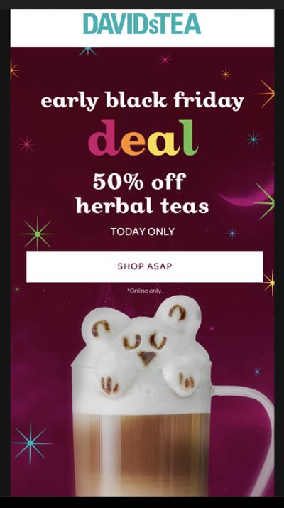 DAVIDsTEA Canada Early Black Friday Deal: Save 50% Herbal Teas Today Only