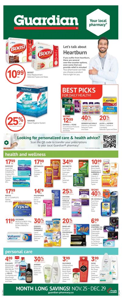 Guardian Pharmacy Monthly Flyer November 25 to December 29