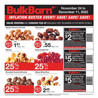 Bulk Barn Canada Black Friday Coupons: Save $2 On Purchases Of $10, or $50 On Purchases Of $20 Until December 14th