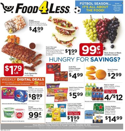 Food 4 Less (IN) Weekly Ad Flyer Specials November 25 to November 29, 2022
